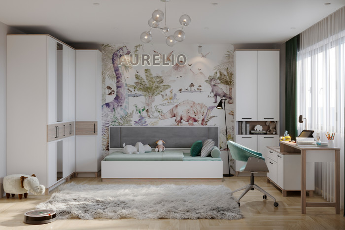 Тумба ТВ Аурелио 33, Белый, Блеквуд Сатиновый