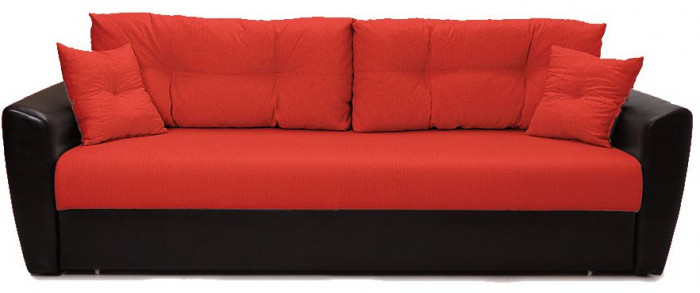 Диван-кровать Амстердам, 160х195, раскладной, еврокнижка, независимый пружинный блок, рогожка/экокожа, красный