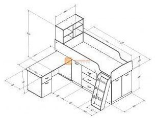 Детская кровать-чердак Дюймовочка-1, Белый / Оранжевый