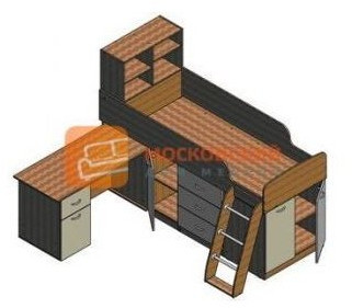 Детская кровать-чердак Дюймовочка-1, Белый / Оранжевый