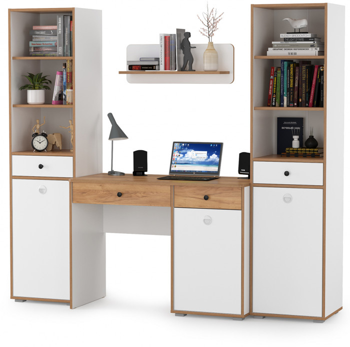 Вуди Компоновка № 08, белый премиум/дуб крафт золотой