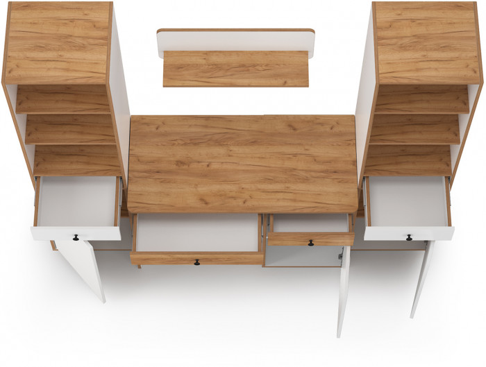 Вуди Компоновка № 08, белый премиум/дуб крафт золотой