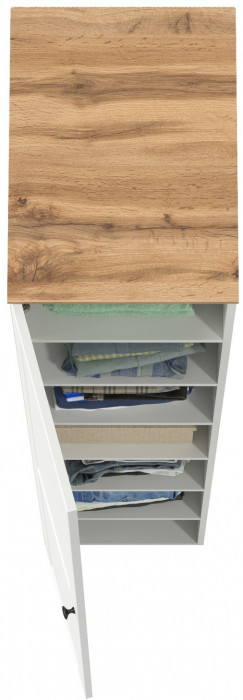 Остин 13.225 Шкаф-пенал, белый шагрень/дуб крафт золотой