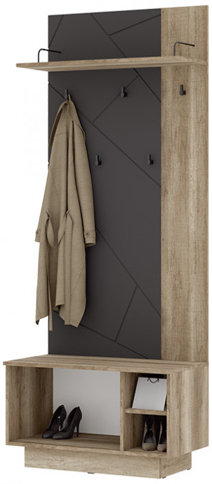 Даллас ВШ-01 Вешалка (0,800х2,008х0,402) дуб каньон/МДФ софт графит