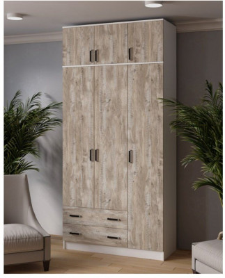 Шкаф комбинированный Лагуна 1200 с антресолью белый/дуб юкон