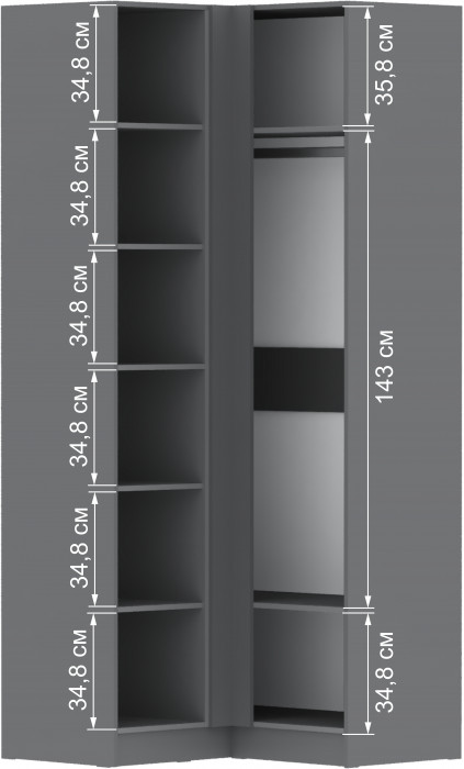 Шкаф угловой Мадрид (угол прямой) графит серый