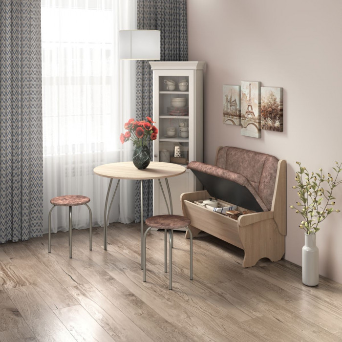 Кухонный набор Лотос скамья 950 - стол - табурет / дуб сонома/коньяк