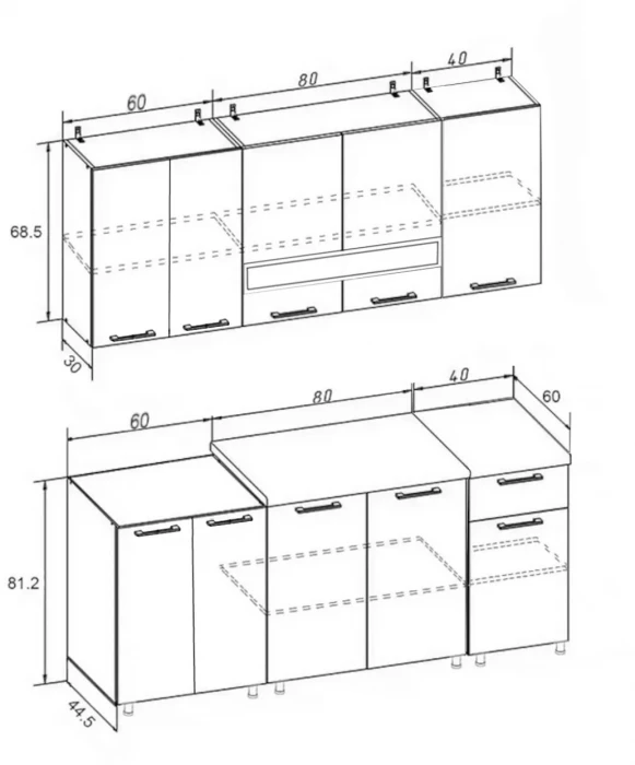 ЛДСП Кухня Рио NEW 1,8м бетон светлый/бетон темный
