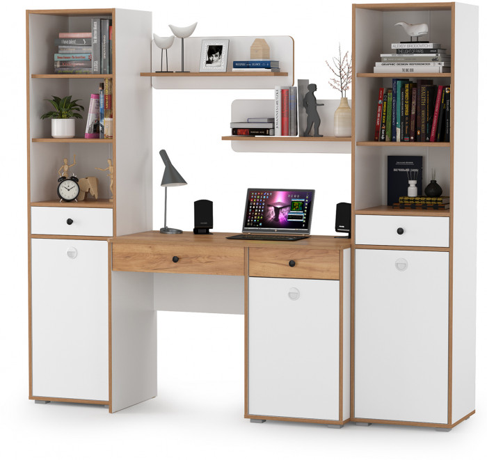 Вуди Компоновка № 09, белый премиум/дуб крафт золотой