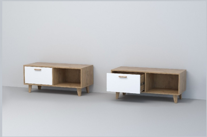 Эго Тумба Т-4 НГ (Глянец Белый/Бетон Светлый)