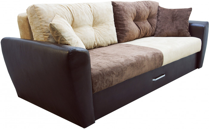 Диван еврокнижка Амстердам 160 ЛЮКС 03 ВЕЛЮР КОМБИ ЭКОКОЖА КОРИЧНЕВАЯ