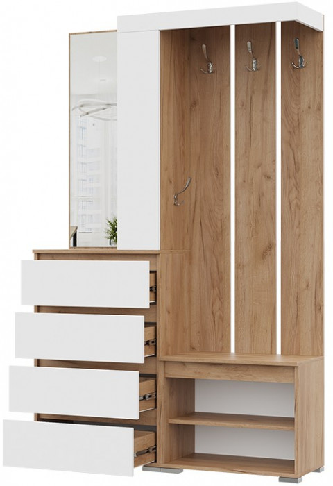 Хелен ПР-01 (Хельга) прихожая дуб крафт золотой/белый