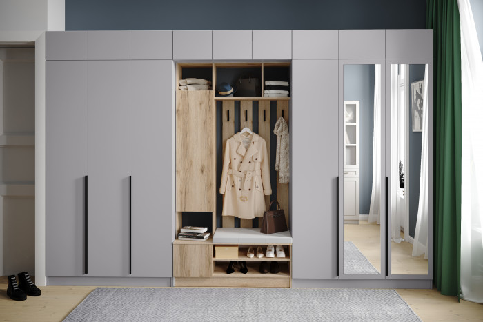 Набор мебели для прихожей "Мадрид", Дуб делано/Камень серый