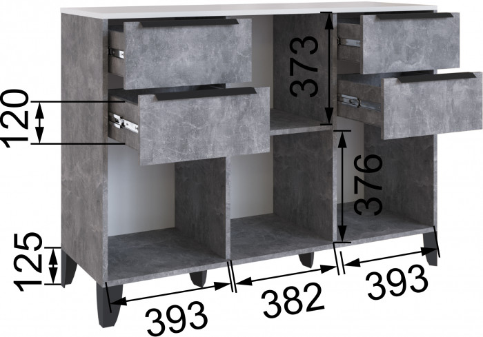 Малави Комод МК ателье светлое/белый глянец