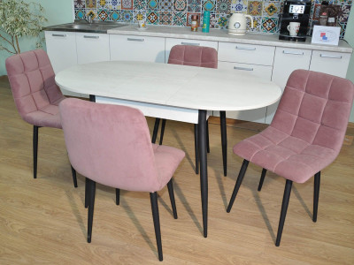 Обеденная группа Стиль-1 / Стул Х 4 шт. / Бетон белый/черный / бид 27