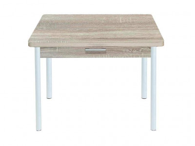 Симпл стол обеденный раскладной с ящиком / Дуб сонома/белый