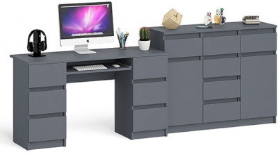 Мори компьютерный стол МС-2 + Комод МК1200.4, графит