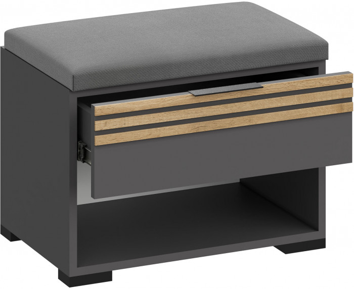 Тумба для обуви Нао ТБ-4015, Графит/Графит, Дуб Вотан