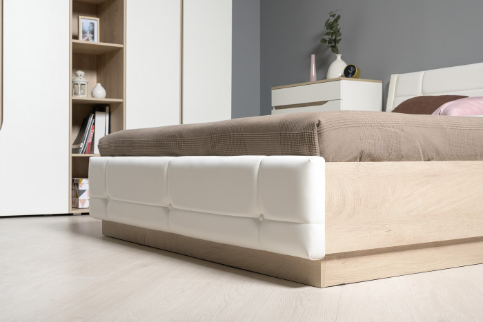 Муссон Спальня № 04, белый/дуб эндгрейн элегантный/искусственная кожа белая