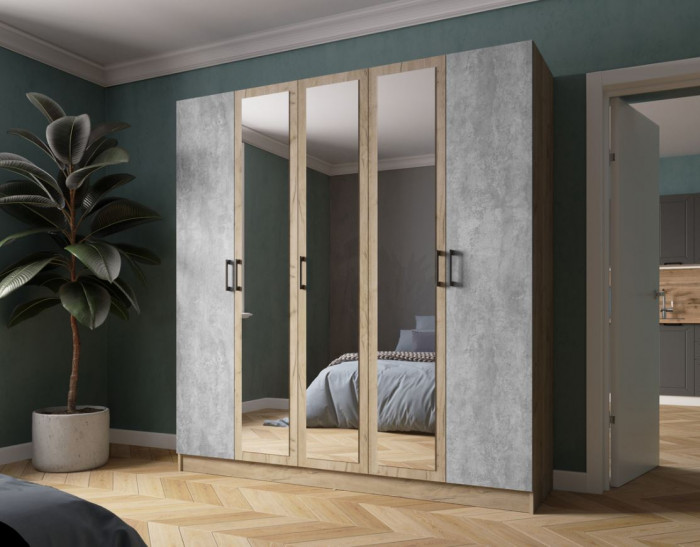 Шкаф Вегас 2000 дуб крафт серый/цемент