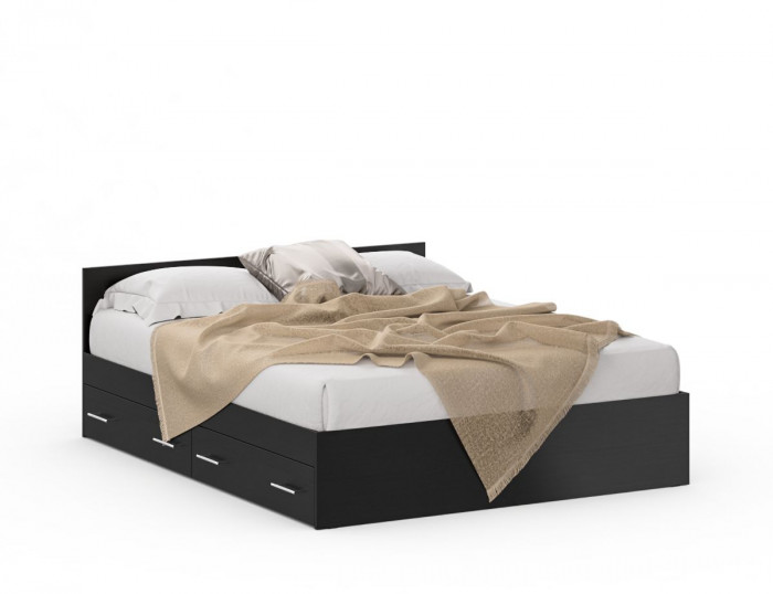 Кровать с ящиками 1600 + Шкаф 2-х створчатый Стандарт, цвет венге, ШхГхВ 163,5х203,5х70 + 90х52х200 см., сп.м. 1600х2000 мм., б/м, основание есть