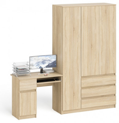 Мори Стол компьютерный МС-1 левый + Шкаф МШ1200.1, цвет дуб сонома, ШхГхВ 210,4х50,4х209,6 см., выдвижной ящик слева, НЕ универсальная сборка