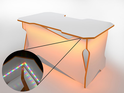 Игровой компьютерный стол RVG с подсветкой Белый/Оранжевый 100