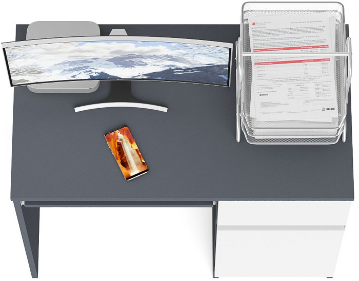 Мори компьютерный стол МС-1 правый, графит/белый