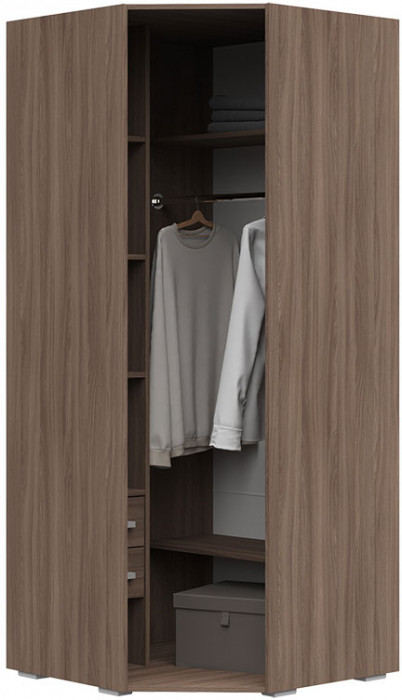 Вегас Шкаф угловой одностворчатый 850*2000*850 шимо темн/кофе с молоком
