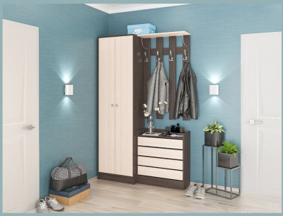 Модульная Прихожая Ямайка, композиция 1, венге/дуб молочный