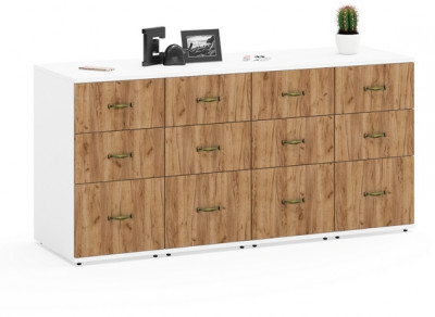 Лидер-8 Тумба МД 3.16 4 шт., цвет белый шагрень/крафт золото, ШхГхВ 160х50х75 см., универсальная сборка