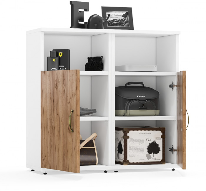 Лидер-8 Тумба МД 3.19 2 шт., белый шагрень/крафт золото