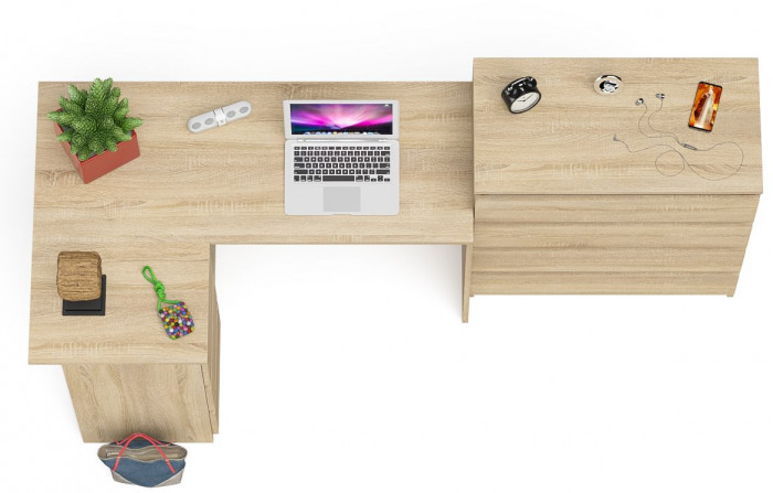 Мори компьютерный стол МС-16 левый + Комод МК800.4, дуб сонома