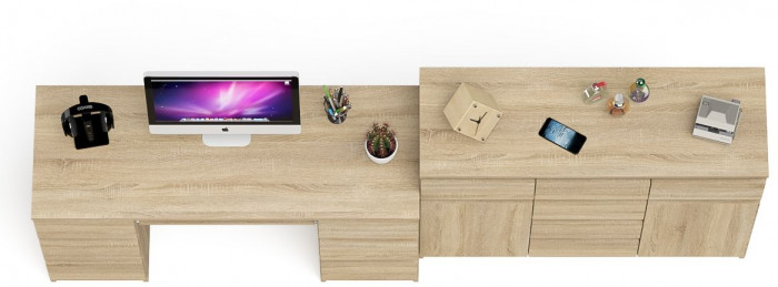 Мори компьютерный стол МС-2 + Комод МК1200.4, дуб сонома