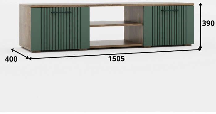 Тумба под телевизор "Монреаль" - Антарцит/Дуб канадский арктик