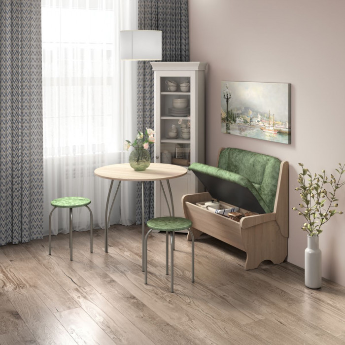 Кухонный набор Лотос скамья 950 - стол - табурет / дуб сонома/мохито