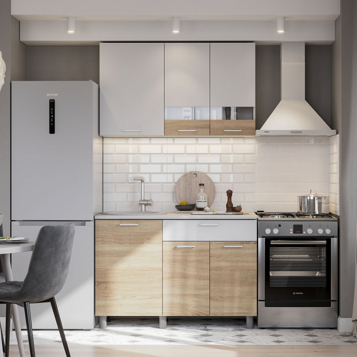 Готовая кухня КГ 4 (1.2 м), Белый, Дуб сонома