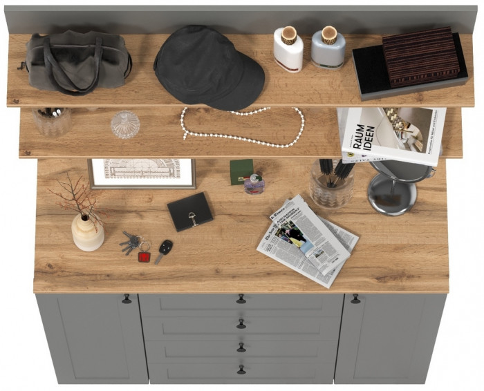 Остин Прихожая 71, цвет серый графит/дуб крафт золотой, ШхГхВ 120х41,9х180 см.