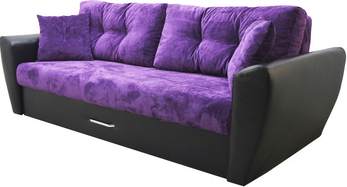 Диван еврокнижка Амстердам 160 ЛЮКС 11 ФИОЛЕТОВЫЙ ВЕЛЮР ЭКОКОЖА КОРИЧНЕВАЯ