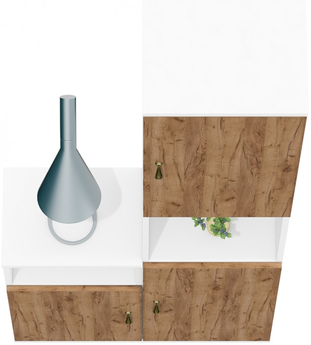 Лидер-8 Пенал + Тумба МД 3.19, белый шагрень/крафт золото