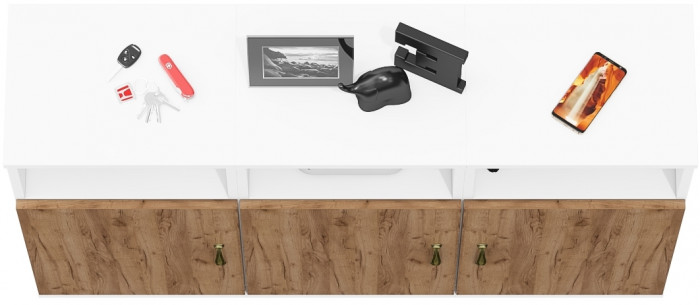 Лидер-8 Тумба МД 3.19 3 шт., белый шагрень/крафт золото