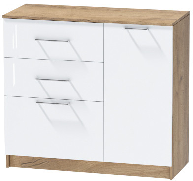 Комод №2 "Иннэс-7", Белый/Крафт золотой