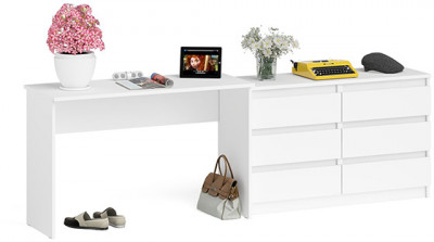 Мори письменный стол МСП1200.1 + Комод МК1200.6, белый