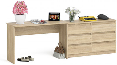 Мори письменный стол МСП1200.1 + Комод МК1200.6, дуб сонома
