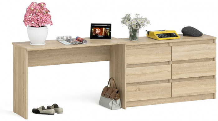 Мори письменный стол МСП1200.1 + Комод МК1200.6, дуб сонома