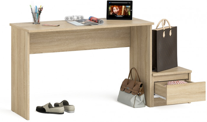 Мори письменный стол МСП1200.1 + Тумба ТМП400.1, дуб сонома