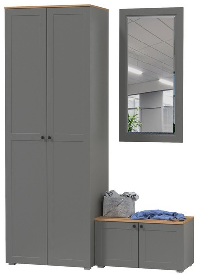 Остин Прихожая 18, серый графит/дуб крафт золотой