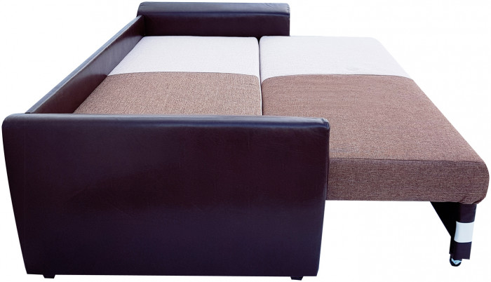 Диван-кровать Амстердам, 150х195, раскладной, еврокнижка, независимый пружинный блок, рогожка/экокожа, комби