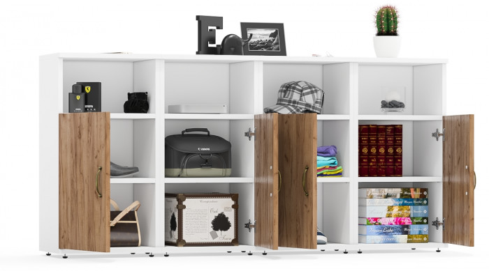 Лидер-8 Тумба МД 3.19 4 шт., белый шагрень/крафт золото