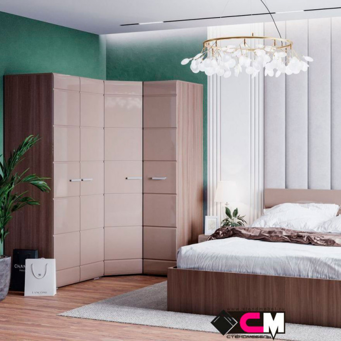 Вегас Шкаф угловой одностворчатый 850*2000*850 венге/белый глянец